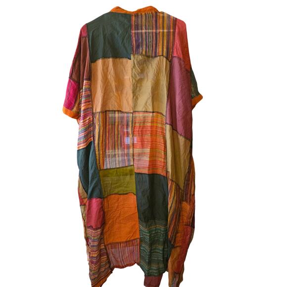 Kathmandu Imports Duster Cardigan OS Womens Short Sleeve Patchwork Lagan Look - Picture 5 of 5